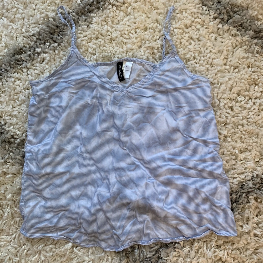 Blue and white striped tank top